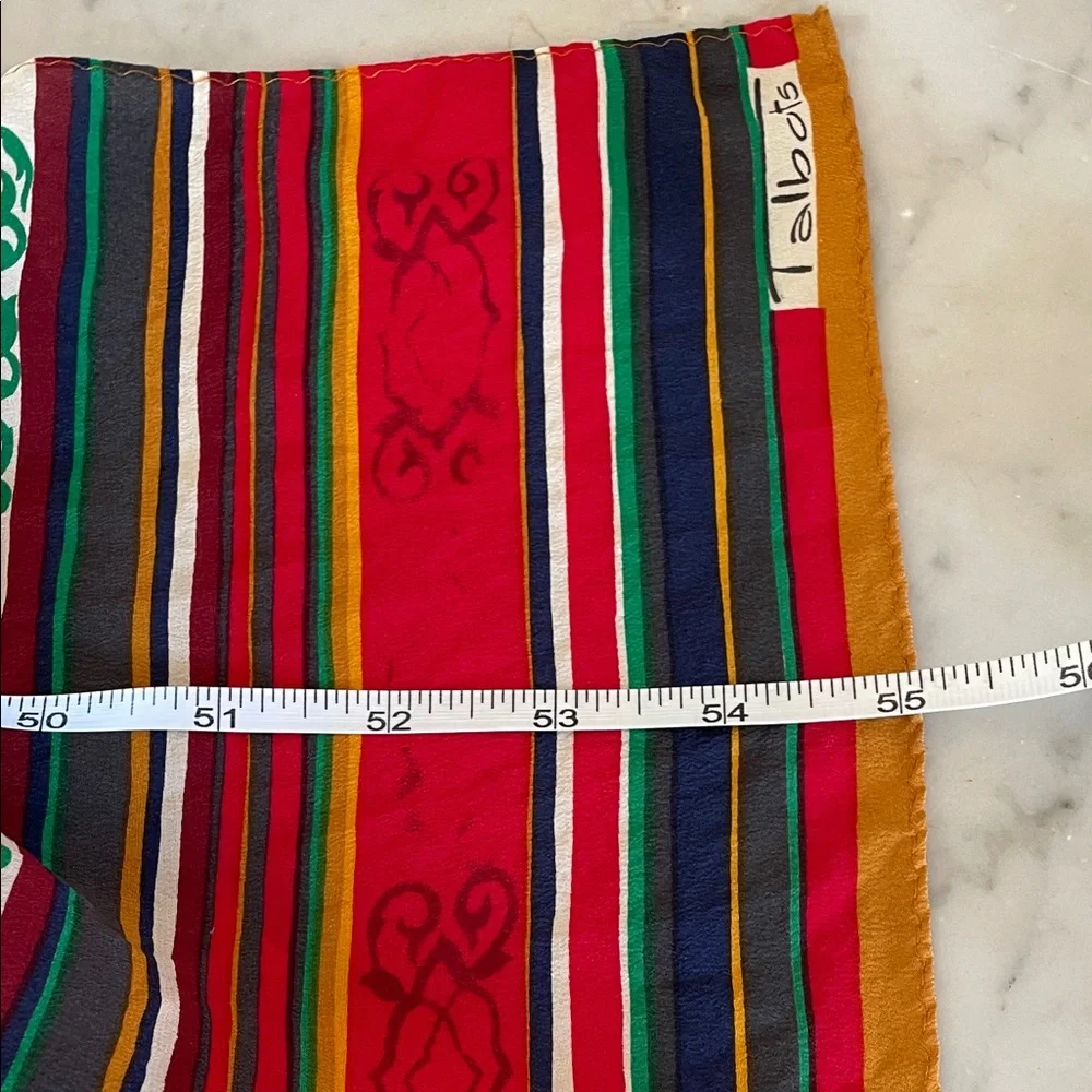TALBOTS Vintage Oblong Silk Geometric Scroll Motif Multicolor Scarf